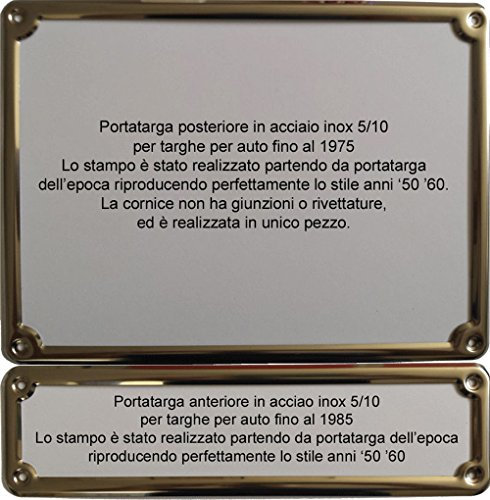 Targhe Storiche - Kit Portatarga Auto Epoca Completo Anteriore + Posteriore dal 1952 al 1975, Progettato per Auto d'Epoca, Made in Italy