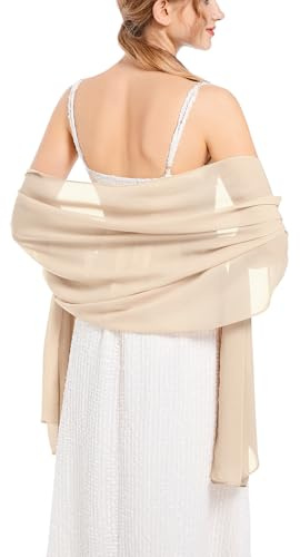 Vickorpen Shawls and Wraps Soft Chiffon Scarve Scarf For Evening Party Dresses Wedding Stole(Champagne1,one size)