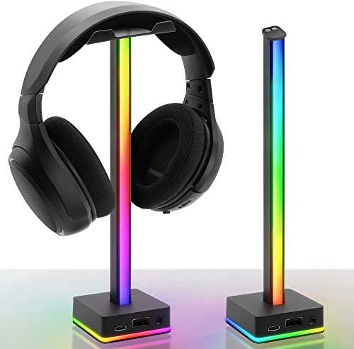 EZDIY-FAB USB LED Light Bar Supporto per Cuffie,Desktop Retroilluminazione Atmosphere RGB,50 Modalità di Colore Integrate,Supporto per le Cuffie per Gamers Gaming PC Accessories Desk-Nero