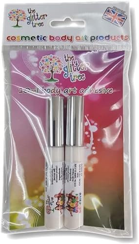 Vegan & Cruelty Free - Body Art Skin Glue - UKCE/CE Certified - 2 x 10ml Twin Pack - Long-Lasting Hold for Glitter Tattoos, Gemstones, & More