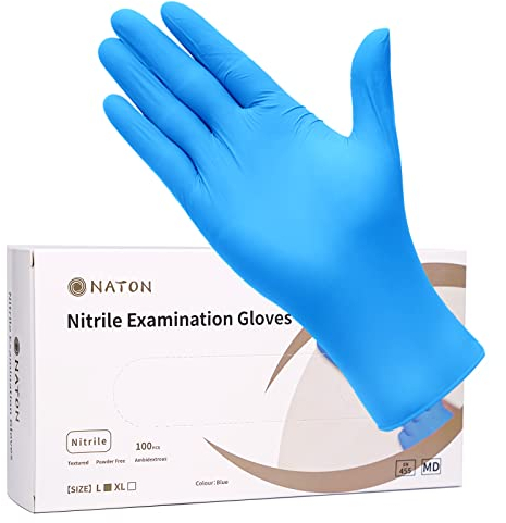 NATON Nitril Einweghandschuhe XL 100 Stück/Box, Einmalhandschuhe, Blaue Nitrilhandschuhe,Puderfrei, Ohne Latex, Unsteril, Latexfrei,Handschuhe Einweg, Latexhandschuhe, Disposible Glove