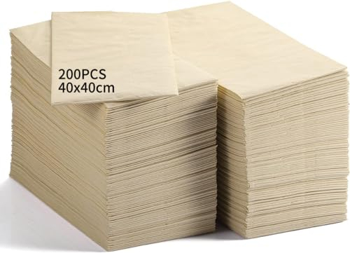MORGIANA 200 PCS Brown Napkins Disposable 40 * 40CM Bamboo Square 2-Ply Eco Friendly Biodegradable Napkins Recycled Unbleached Table Papernapkins Party Restaurant Christmas