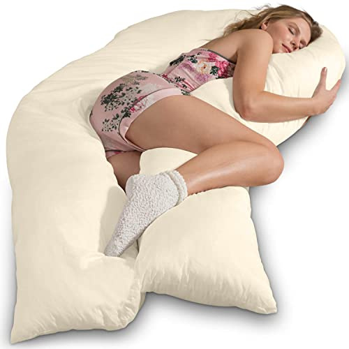 Traumreiter Seitenschläferkissen Jumbo XXL mit Bezug Baumwolle Rauchgrau I Extra hohes und langes orthopädisches Komfortkissen. Schwangerschaftskissen zum Schlafen Stillkissen Kissen. Body Pillow