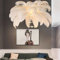 LZH FILTER Weißer Feder Leuchter, Romantischer Droplight-Lampenschirm, Nordic Feather Hängeleuchte, Kronleuchter Leuchte, für Wohnzimmer Esszimmer Schlafzimmer