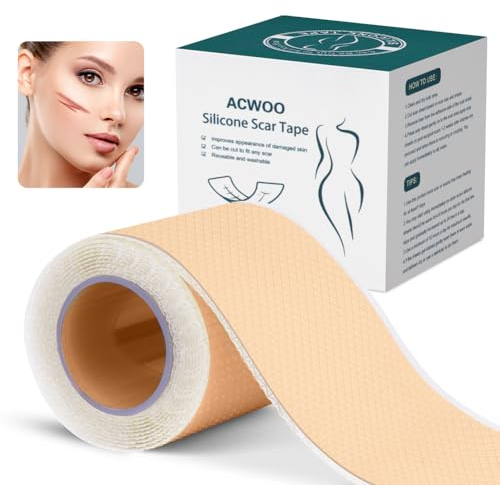 ACWOO Silikon Narbenpflaster, Silikonpflaster für narben, professionell für Narben durch C-Sektion, Operationen, Verbrennungen, Keloid, Akne und mehr, medikamentenfrei, Silikon-Narbenrolle, 4x100cm