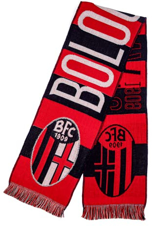 Bologna Sciarpa Ufficiale - Acrilico - Ricamo Stile Jacquard - Modello 01 - Stadio Calcio Tifosi - Lunghezza 140cm