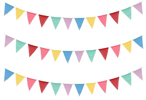 Wimpelkette Outdoor Wetterfest,3 Stück Wimpel Girlande, Wetterfest Stoff Draußen, Wimpelkette Geburtstag für Girlande Klassenzimmer Deko,Einschulung Party Hochzeit Festival(3 Stück 12M)