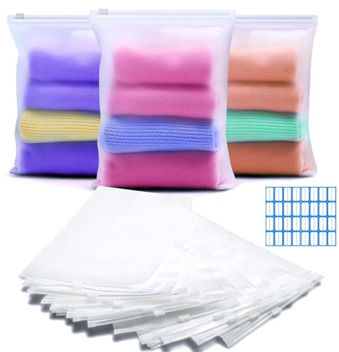 30 Pièces Pochette Voyage Sachet Plastique Zip 17x25cm Etanche Sac de Rangement Voyage Non Poreux Sac Vetement Mat Pochette Rangement pour Chaussures, Costume, Maquillage, Sous-Vêtements
