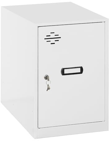 Simon Rack Casier Vestiaire Metallique Petit, 475x400x500 mm, Armoire Metallique Petit, Comprend la Clé, Blanc - Simonlocker