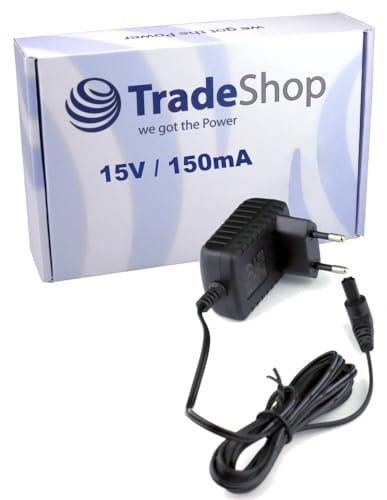 Trade-Shop Alimentatore di rete 15 V 150 mA compatibile con Black & Decker Dustbuster DVB315JP NSVA315J NVB115JL sostituisce N494247 / accessorio aspirapolvere manuale