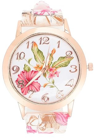 SAFIGLE Damen Quarzuhr Mit Silikonband, Verschleißfest Und Bequem, Exquisites Design Für Alltag, Partys Und Bankette, Pink