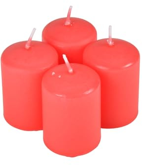 Homéa, Set de 4 Bougies Pilier Ø4 x H6 cm Jardin Parfum Geraniol