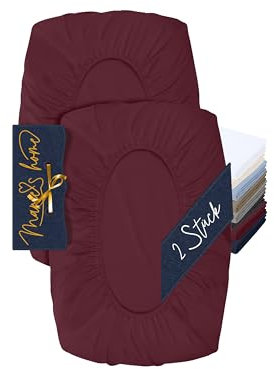 Marie´s Home 2er Pack Kissenbezug für Nackenstützkissen - Kopfkissenbezug für Nackenkissen - Spannbezug und Kissenbezug 1627.2372, M (35-40 x 55-60 cm), Bordeaux