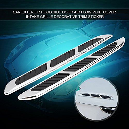 Flusso D'aria Laterale del Cofano 'auto, Adatto per Copertura della Presa D'aria, Griglia di Aspirazione, Adesivo Decorativo per Veicoli Universali, ABS Cromato