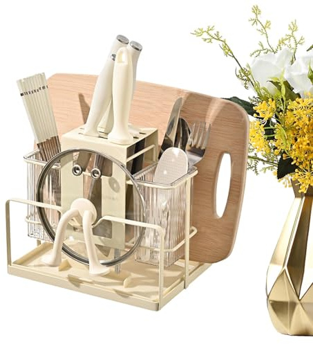 Porte-objets avec couvercle pour pot, support d'organisateur d'outils | Porte-organisateur de planche à découper,Support de couverts de cuisine pour cuisine, plan de travail