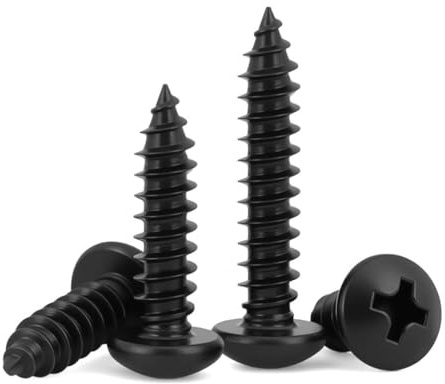 #6 x 3/4 (100 Pack) Pan Head Sheet Metal Screws Phillips Drive Self-Tapping Wood Screws, Black Oxide 304 Stainless Steel Screw (18-8), Corrosion Resistant Screws