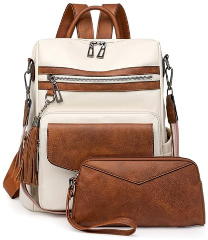 Rucksack Damen Wasserdicht, Veganes Leder Tagesrucksack, Schulrucksack Mittelgroß, Cityrucksack Anti Diebstahl Daypack, Leicht Rucksackhandtasche Elegant Reiserucksack für Büro Pendeln Arbeit,Spleißen
