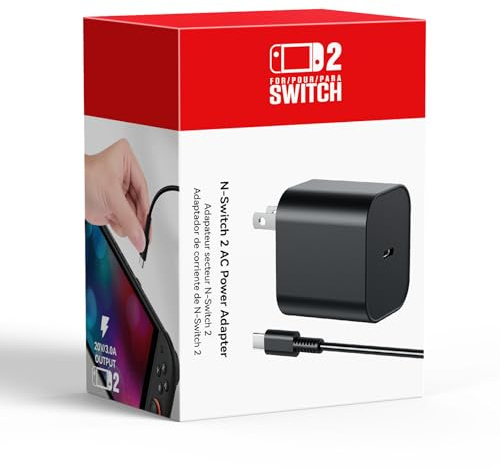 Switch 2 Charger - 60w AC Power Adapter for Nintendo 2/1, 5FT/1.5M UBC Cable, Support 4K TV Dock, PD3.0 Fast Charging Supply 20V/3A for Nintendo Switch Batteries, [Replacement for OEM Switch2 Charger]