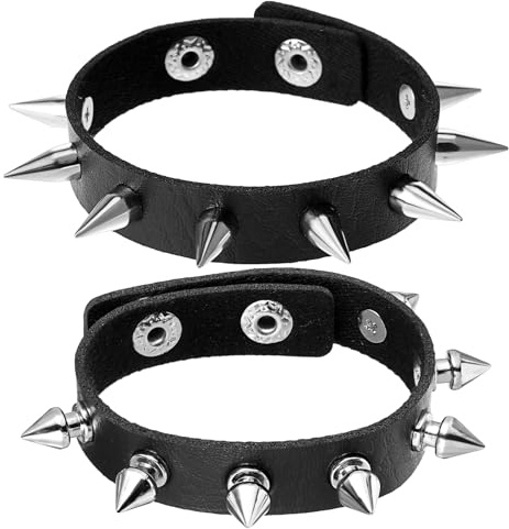 Yolev 2 stycken punk ockuperat armband gotiskt läderarmband gotisk punk nitarmband justerbara halloweenarmband för olika Halloween-partyaktiviteter föreställningar rock cosplay