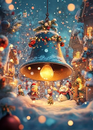 T.HENV Christmas Bell Diamond Art Kits for Adults Beginners,Christmas Diamond Painting Kits for Adults,5D Full Drill Diamond Dot,Gem Art Kits for Adult Wall Decor 12x16inch