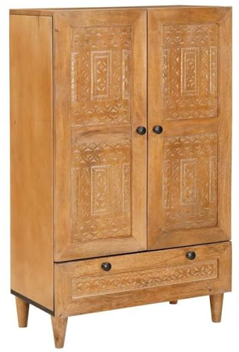 vidaXL Highboard Light brown 60 x 33 x 100 cm Solid mango wood, Functional Highboard, Modern Storage Unit, Elegant Mango Wood Cabinet, Multi-Purpose Sideboard for Dining Room