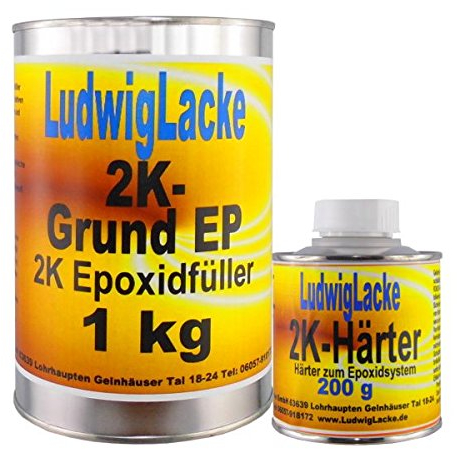 Ludwig Lacke Epoxidfüller 1,2 kg rotbraun 2K Epoxid Grundierfüller Rostschutz, Haftgrund & Isoliergrund für Metall, Aluminium, GFK Korrosionsschutz, Nass-in-Nass verarbeitbar