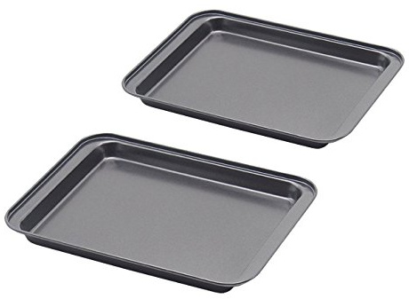 Little Small Baking Sheets Nonstick Set of 2 (9.5inch X 7.1inch) - SS&CC 8 Inch Nonstick Baking Toaster Oven Tray Cookie Sheets, 1 or 2 Person Household