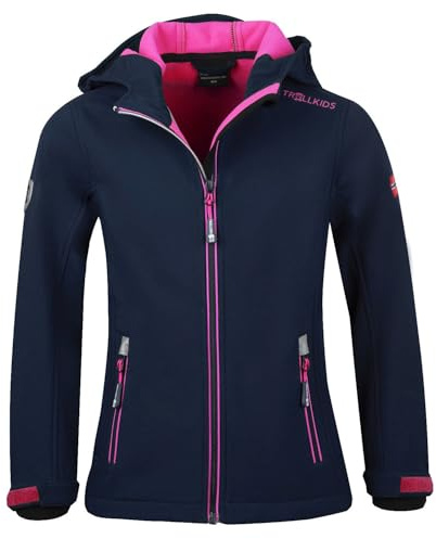 Trollkids Girls Trollfjord Jacket 128, Navy/pink