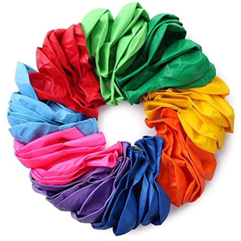 Set med 60 st. ljusa regnbågsfärgade latexballonger på 30 cm (12 tum), 10 blandade färger, flerfärgade pastellballonger, festballonger för helium, för födelsedag, fest