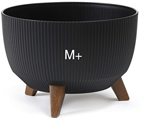 MELTOM Blumentopf Schale mit Füßen Einsatz Kräutertopf Übertopf Pflanzschale Eco Recycled (Schwarz, M+ 33 cm)