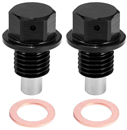 A ABSOPRO 2 Stücke Ölablaßschraube M12x1,5 Ölablassschraube mit Dichtring Aluminiumlegierung Ölwannenwanne Schwarz