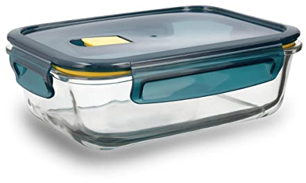 Quid Astral Récipient rectangulaire hermétique en verre 21 x 16 x 7 cm - 104 cl Bleu