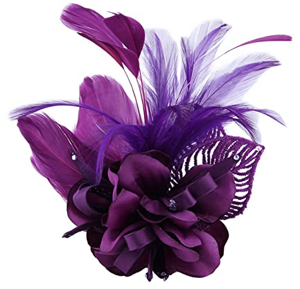 iSpchen Broche en plume - Bijou de mariée - Broche de sécurité pour femme et fille - Accessoire de costume - Bouquet - Corsage - Poignet - Fleur de mariage - Épingle pour écharpes, Métal
