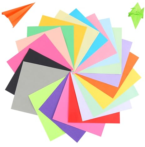 ( 200 Blatt ) Origami Papier, 20 Farben, 15 x 15 cm - Doppelseitiges farbiges Bastelpapier für kreative Origami-Kunstwerke, ideal zum Basteln und Gestalten.