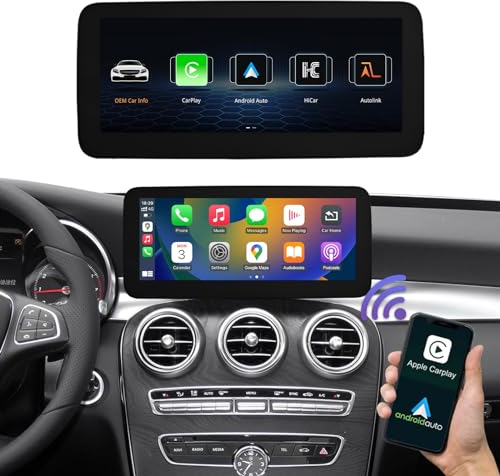 Road Top 10,25 Pulgadas Radio Coche con Inalámbrico Carplay y Android Auto para Mercedes Benz C GLC V Class W205 W447 2015-2018 Año con NTG5.0/5.1/5.2 Sistema, Receptor estéreo de Coche