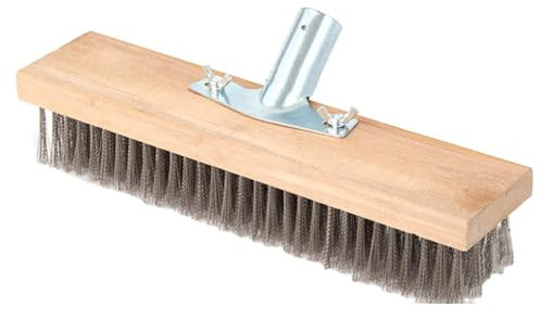 Tête de balai en fil d'acier inoxydable robuste pour enlever la mousse, brosse à récurer pour terrasse - Brosses à récurer pour nettoyer les sols en béton, la piscine, la terrasse, le garage, l'allée,