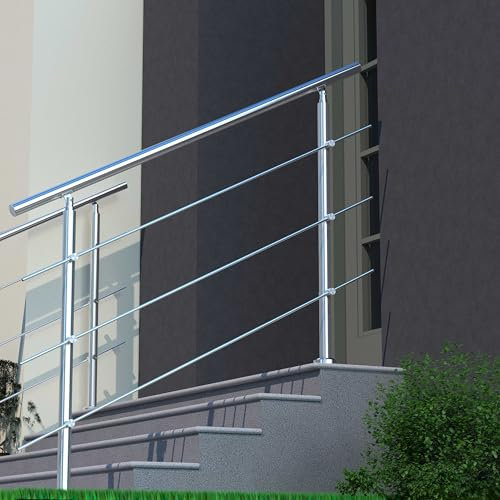 Stainless Steel Handrail Safety with 3 Cross Bars, 150cmx106cm for Indoor and Outdoor