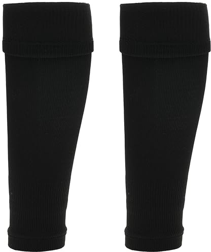 Sock Stack Adults Leg Sleeve Socks Fits Over Calf Shin Pads Compression Sleeves for Football Training Running, Black