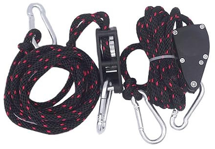 Happyyami 2 Pièces Grandir lumière Cintre Plant Lamp mousquetons Lenoir Crochet Tricot Cordage Corde poulie Fronde Usine Crochets lève-Feux à cliquet Corde de Levage de Mode Black