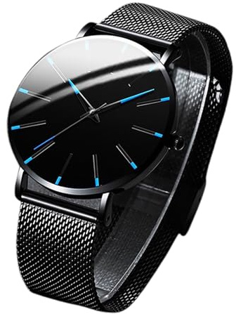 Mänklockor | Herrens avslappnade klockor | Luxury Mens Classic Watch | Quartz Watch Mesh | Attraktiv man avslappnad tidsanordning med band för män far gåva skolhögskola