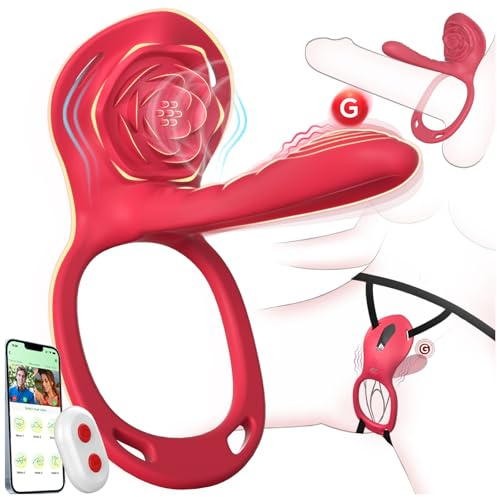 Couples Rose App Remote Control Wearable Vibrator, Women Adult Sex Toys Games for Men, Hands Free Panty Clitoris G Spot Vibrator Vibrating Cock Ring Penis Sleeve, ZOOPLOU BDSM Bondage Female Sex Toy