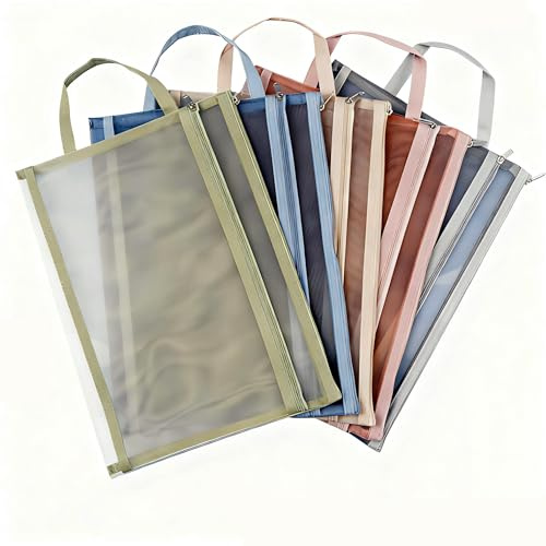 Copechilla Pochette Document Zippée double A4 Dossier classement document Transparente Sac etanche plastique zip Mesh Zipper Pouch 5 Pièces5 Couleurs pour Bureau Fournitures,Voyage,Fournitures,Bureau