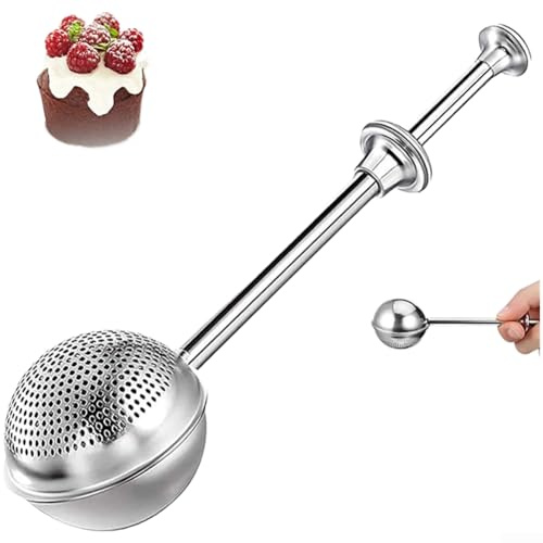 Setaccio per farina e zucchero in acciaio inox 304 con design a molla con una sola mano per cottura, filtraggio del tè e erogazione di spezie