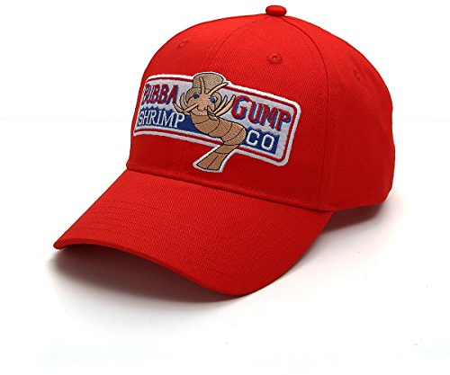 Nofonda Unisex Forrest Gump Cap, Baseballmütze mit Besticktem Bubba Gump Shrimp Co. Logo, Snapback Hut als Cosplay-Kostüm Zubehör oder Geschenk, für Sport oder Freizeit (Rot)