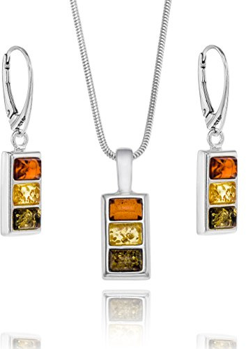 Copal Set Gioielli Con Pendente Ambra E Collana In Argento Sterling Regolabile DallUE