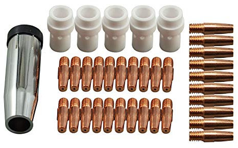 RIVERWELD 36KD MB36 MIG MAG Puntas de contacto de antorcha de soldadura 0,9 mm 1,0 mm 1,2 mm Boquilla de gas Soporte de contacto cónico-Difusor Accesorios Kit de consumibles 36 piezas