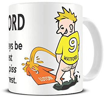 Wee On The Rival's Shirt | Football Fan Rivalry Mugs | Great Funny Gift for a Football Supporter Present Coffee Tea Mug Cup (Watford V Luton) WE27