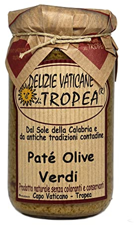 Grön Olivpaté 180g | Autentisk Italiensk Gourmet-Sås | Hantverksmässig Kalabrisk Delikatess – Perfekt för Bruschetta, Pasta & Bakverk | Tillverkad i Italien av Delizie Vaticane di Tropea