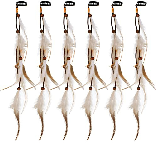 MWOOT 6 Piezas Clips de Pelo con Extensiones Cabello Plumas para Decoración Cabello Bohemios, Clips Extensiones Pelo para Mujer Disfraz de Halloween, Accesorios de Tocado de Plumas Ttribales Nativas
