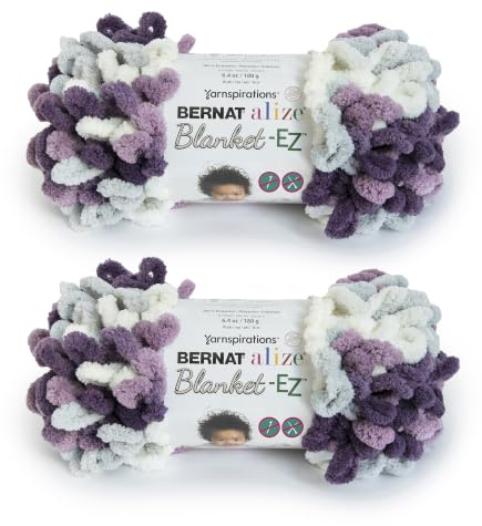 Bernat Alize Blanket-EZ Super Soft Looped Yarn for Beginners, Hand Knitting- No Needles or Hooks Needed, Thistle, 2 Pack